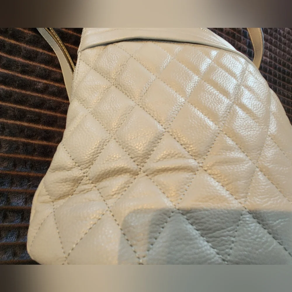 Bostanten Quilted Gray Leather Backpack
